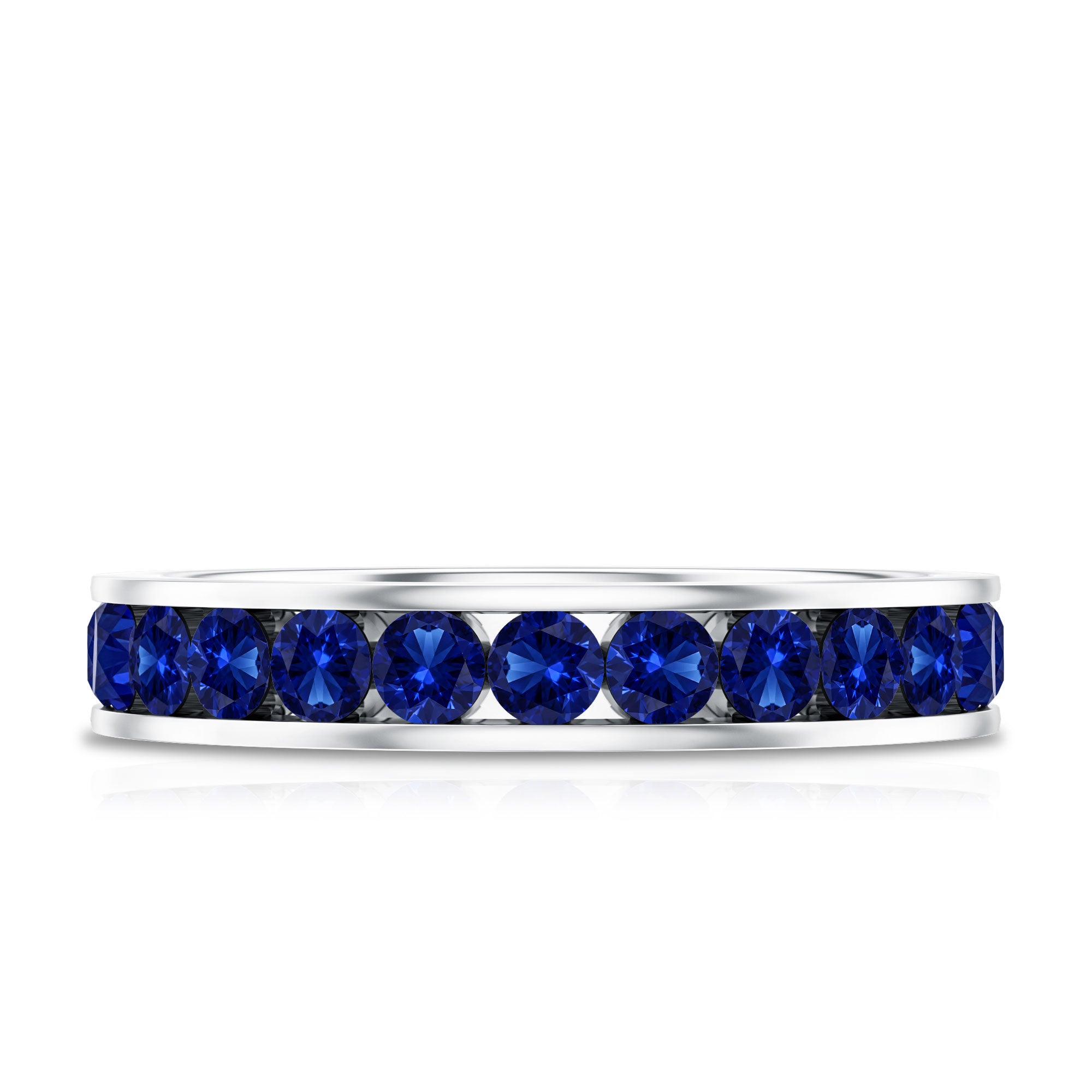 Certified Lab Grown Blue Sapphire Eternity Band Ring in Channel Set AAAA - Rosec Jewels