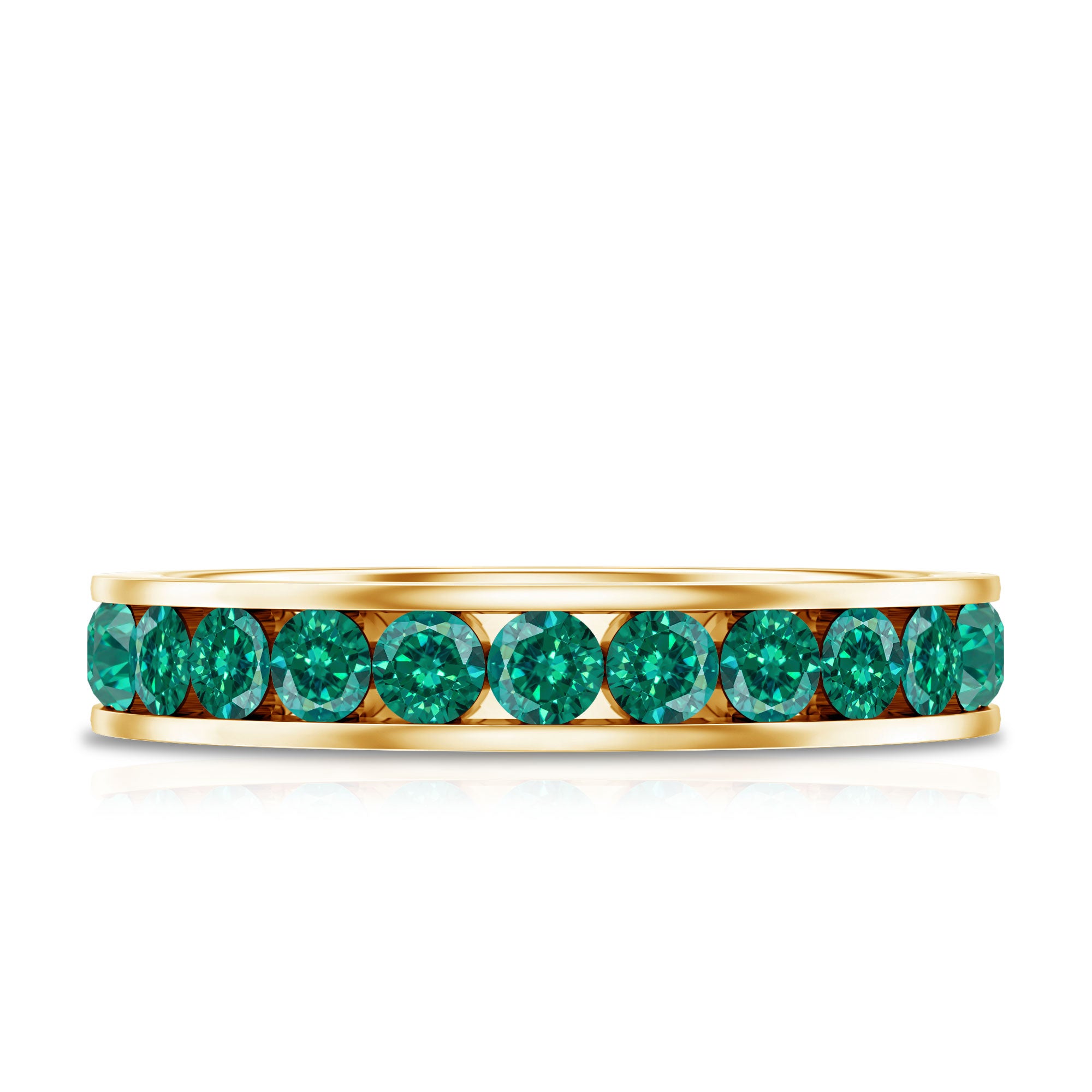 Certified Lab Grown Emerald Wedding Anniversary Ring in Channel Setting AAAA - Rosec Jewels