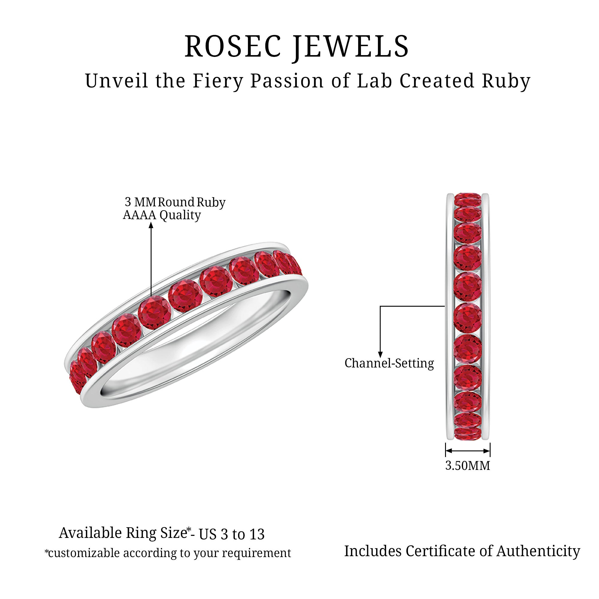 Rosec Jewels-Round Created Ruby Full Eternity Ring in Channel Setting