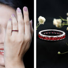 Rosec Jewels-Round Created Ruby Full Eternity Ring in Channel Setting