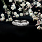 Pave Set Certified Moissanite Three Row Eternity Band D-VS1 - Rosec Jewels