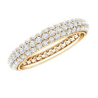 Pave Set Certified Moissanite Three Row Eternity Band D-VS1 - Rosec Jewels