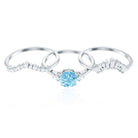Real Aquamarine Designer Trio Wedding Ring Set with Diamond AAA - Rosec Jewels