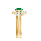 Vintage Inspired 0.4 Carat Emerald Diamond Wedding Bridal Ring Set of 3 AAA - Rosec Jewels