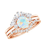 0.8 Carat Natural Ethiopian Rainbow Opal Diamond Wedding Bridal Ring Set of 3 AAA - Rosec Jewels
