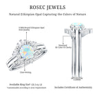 0.8 Carat Natural Ethiopian Rainbow Opal Diamond Wedding Bridal Ring Set of 3 AAA - Rosec Jewels