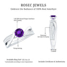 Real Amethyst Engagement Ring with Diamond Infinity Shank AAA - Rosec Jewels
