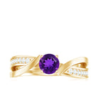 Real Amethyst Engagement Ring with Diamond Infinity Shank AAA - Rosec Jewels