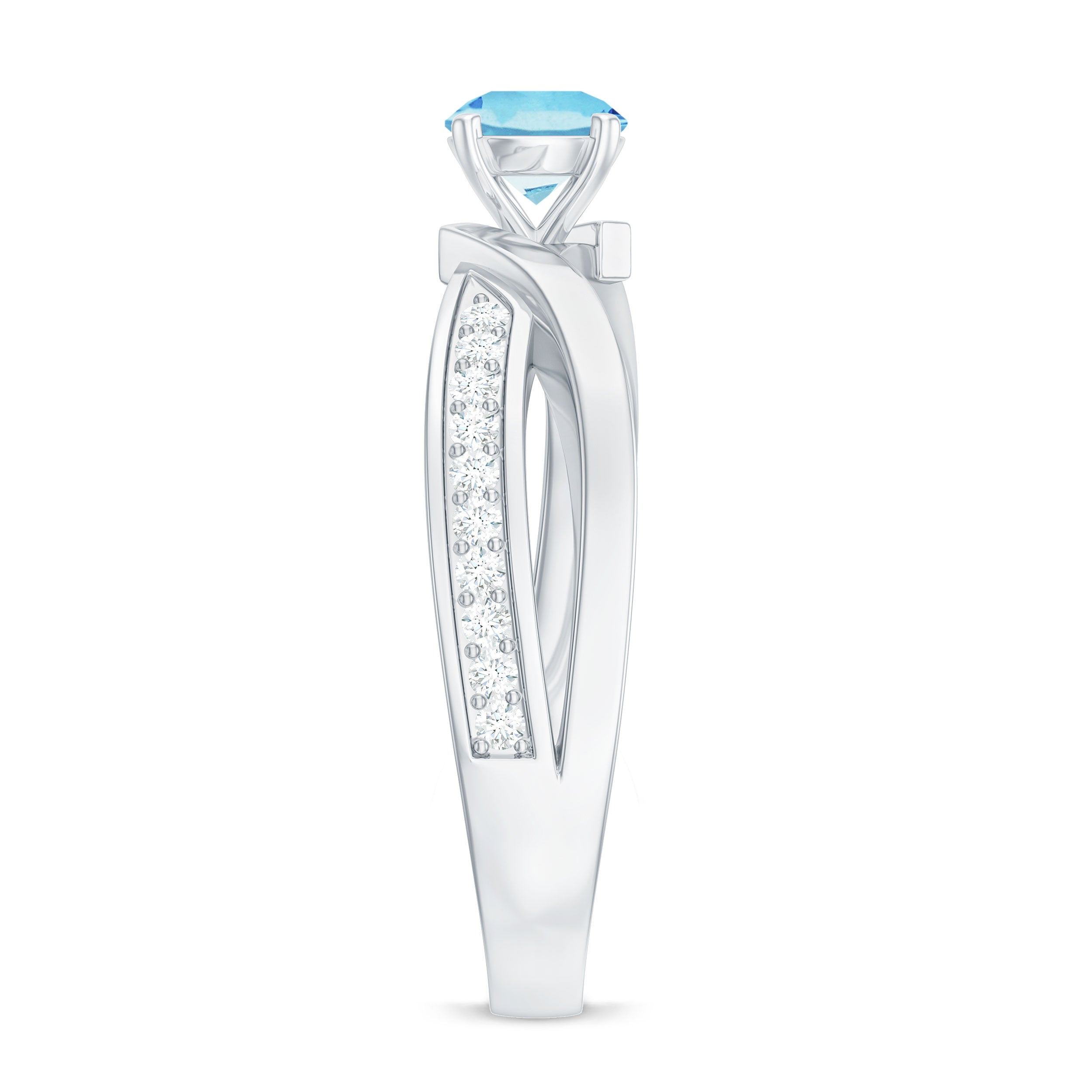 Rosec Jewels-Natural 0.8 Carat Aquamarine and Diamond Infinity Engagement Ring