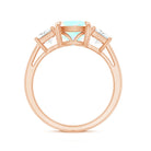 Genuine Cushion Cut Ethiopian Opal 3 Stone Engagement Ring with Moissanite AAA - Rosec Jewels