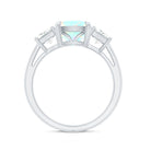 Genuine Cushion Cut Ethiopian Opal 3 Stone Engagement Ring with Moissanite AAA - Rosec Jewels