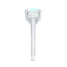 Genuine Cushion Cut Ethiopian Opal 3 Stone Engagement Ring with Moissanite AAA - Rosec Jewels
