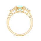 Genuine Cushion Cut Ethiopian Opal 3 Stone Engagement Ring with Moissanite AAA - Rosec Jewels