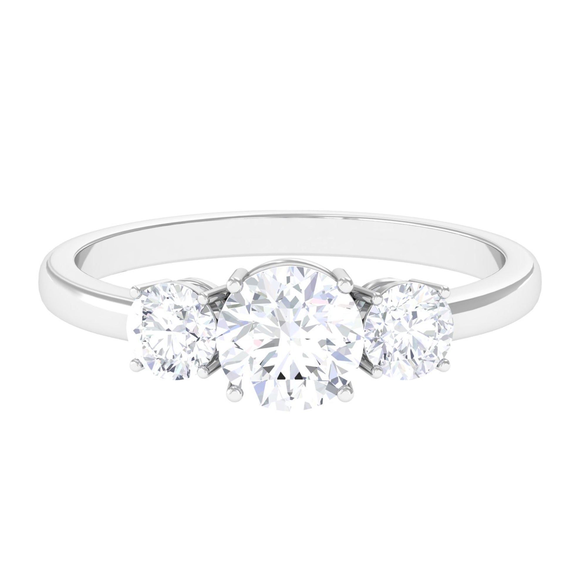 Certified Moissanite Three Stone Engagement Ring Moissanite - ( D-VS1 ) - Color and Clarity - Rosec Jewels