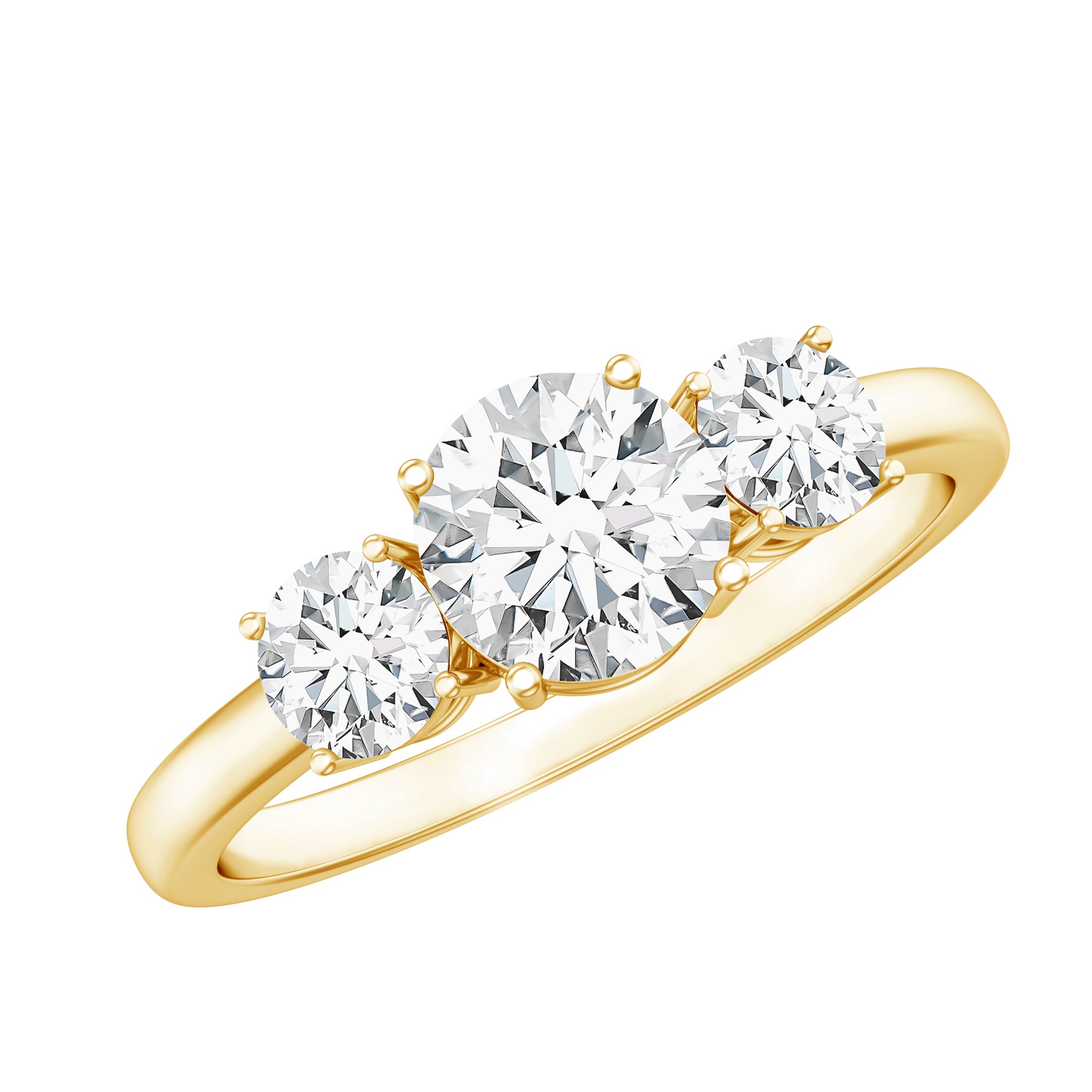 Certified Moissanite Three Stone Engagement Ring For Her D-VS1 - Rosec Jewels
