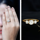 Certified Moissanite Three Stone Engagement Ring For Her D-VS1 - Rosec Jewels