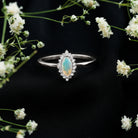 Ethiopian Opal 4x8mm Marquise Cut Engagement Ring with Diamond Halo AAA - Rosec Jewels