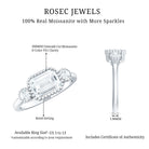 Emerald Cut Moissanite 3 Stone Engagement Ring in East West Style D-VS1 - Rosec Jewels