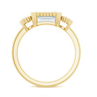 Emerald Cut Moissanite 3 Stone Engagement Ring in East West Style D-VS1 - Rosec Jewels