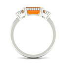 2 CT East West Fire Opal Engagement Ring with Diamond AAA - Rosec Jewels
