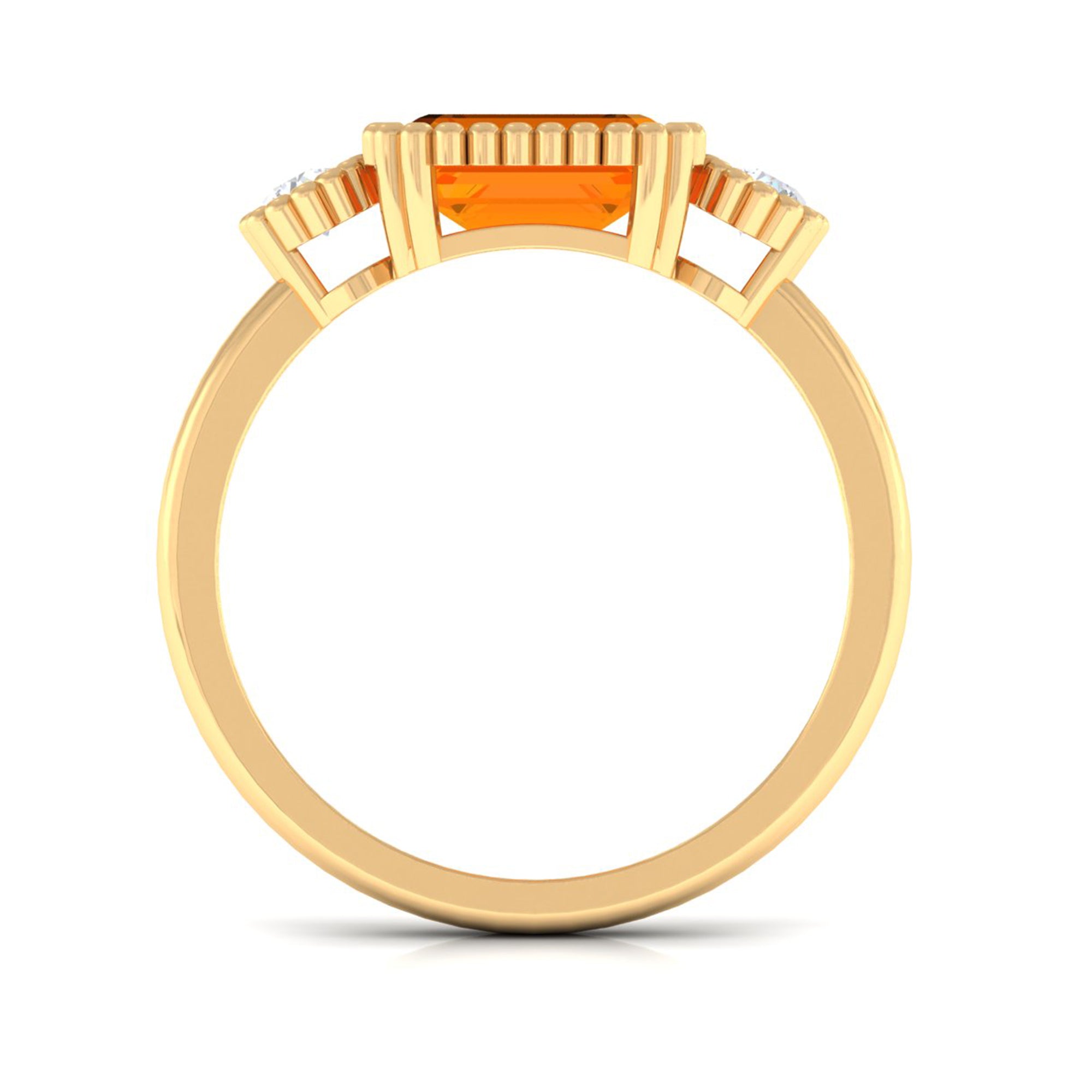 2 CT East West Fire Opal Engagement Ring with Diamond AAA - Rosec Jewels