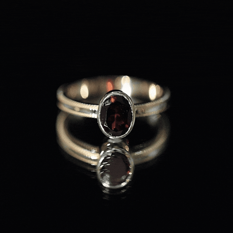 Certified Real Garnet Oval Engagement Ring in Bezel Setting AAA - Rosec Jewels