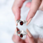 Certified Real Garnet Oval Engagement Ring in Bezel Setting AAA - Rosec Jewels