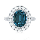 Genuine London Blue Topaz Statement Engagement Ring with Diamond AAA - Rosec Jewels