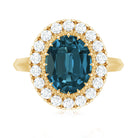 Genuine London Blue Topaz Statement Engagement Ring with Diamond AAA - Rosec Jewels