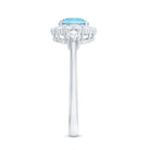 Rosec Jewels-Classic Aquamarine Engagement Ring with Diamond Halo