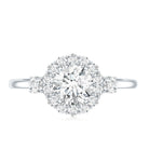 Rosec Jewels-Round Cut Moissanite Halo Engagement Ring with Certificate