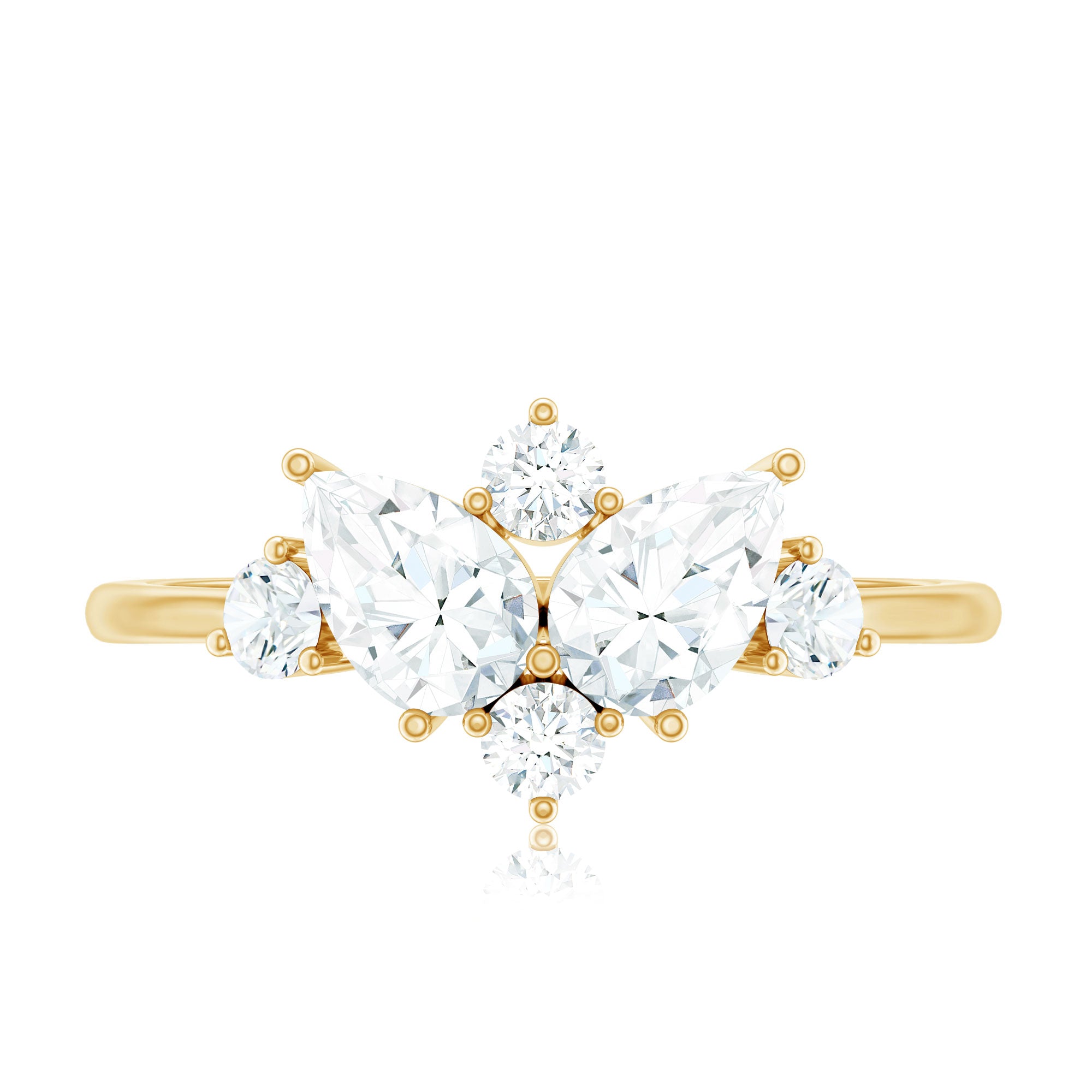 Rosec Jewels-Pear and Round Moissanite Cluster Promise Ring