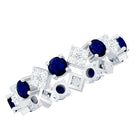 Rosec Jewels-2 CT Natural Blue Sapphire and Diamond Eternity Band Ring