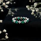 Rosec Jewels-Genuine Emerald and Diamond Eternity Wedding Band