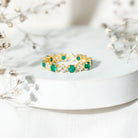 Rosec Jewels-Genuine Emerald and Diamond Eternity Wedding Band