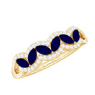 Certified Marquise Cut Blue Sapphire and Diamond Wedding Anniversary Band Ring AAA - Rosec Jewels
