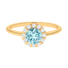 Rosec Jewels-1 CT Aquamarine Engagement Ring with Diamond Floating Halo
