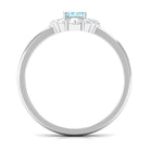 Rosec Jewels-Octagon Aquamarine Engagement Ring with Diamond Halo