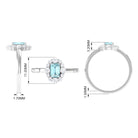 Rosec Jewels-Octagon Aquamarine Engagement Ring with Diamond Halo