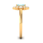 Rosec Jewels-Octagon Aquamarine Engagement Ring with Diamond Halo