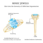 1 Carat Oval Cut Aquamarine Engagement Ring with Diamond Collar AAA - Rosec Jewels