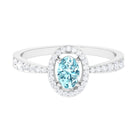 Rosec Jewels-1 CT Aquamarine Engagement Ring with Diamond Halo