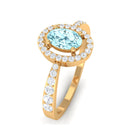 Rosec Jewels-1 CT Aquamarine Engagement Ring with Diamond Halo