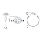 Criss Cross Zircon Cluster Engagement Ring AAAA - Rosec Jewels