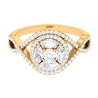Criss Cross Zircon Cluster Engagement Ring AAAA - Rosec Jewels