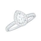 Zircon Teardrop Halo Engagement Ring AAAA - Rosec Jewels