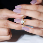 Zircon Teardrop Halo Engagement Ring AAAA - Rosec Jewels