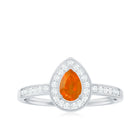 Rosec Jewels-Classic Fire Opal Engagement Ring with Diamond Halo