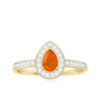 Rosec Jewels-Classic Fire Opal Engagement Ring with Diamond Halo