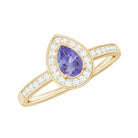 Rosec Jewels-Natural Pear Cut Tanzanite Teardrop Engagement Ring with Diamond Halo